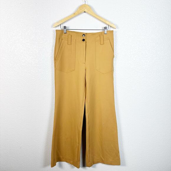 Maeve by Anthropologie Womens Naomi Ponte Wide Leg Flare Pants in Bronze Size 10 - Picture 2 of 15